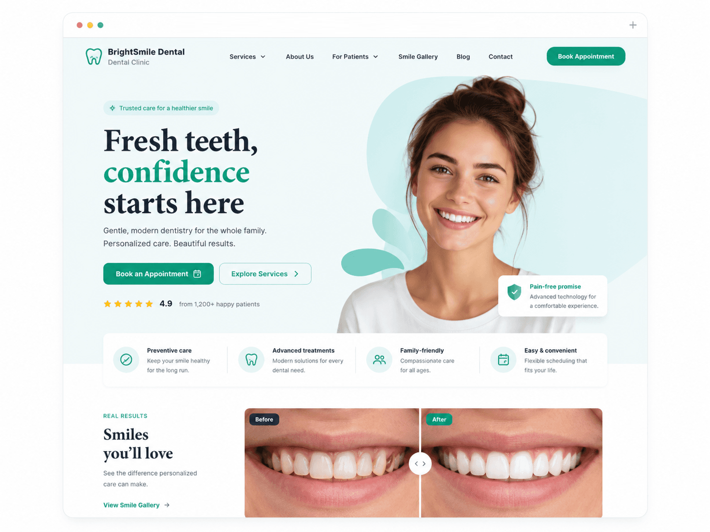 BrightSmile Dental website preview